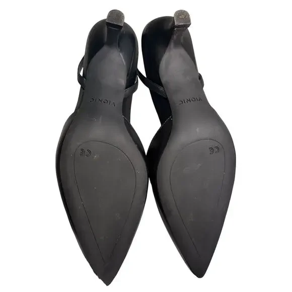 Vionic Womens Jacynda Black Kitten Heels Shoes Sz 8 Ankle Strap Pointed Toe EUC - Picture 6 of 16